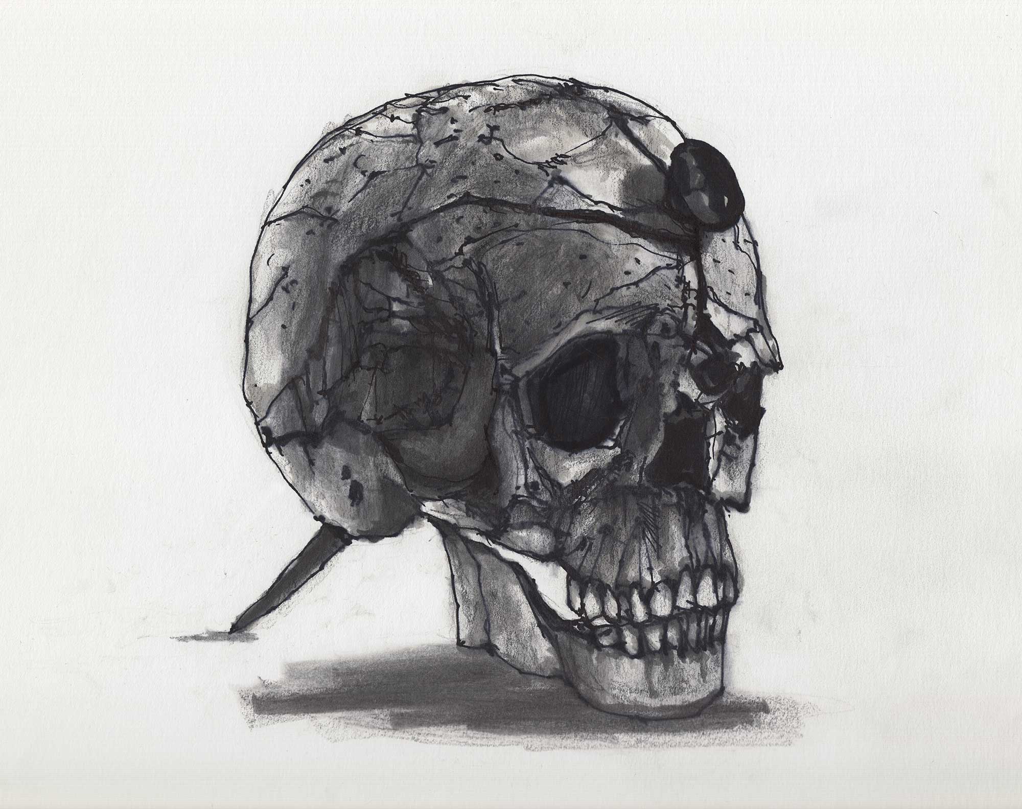 Mario Jodra illustration - Nailed head. Graffite Pure, ink and brushmarker on paper.