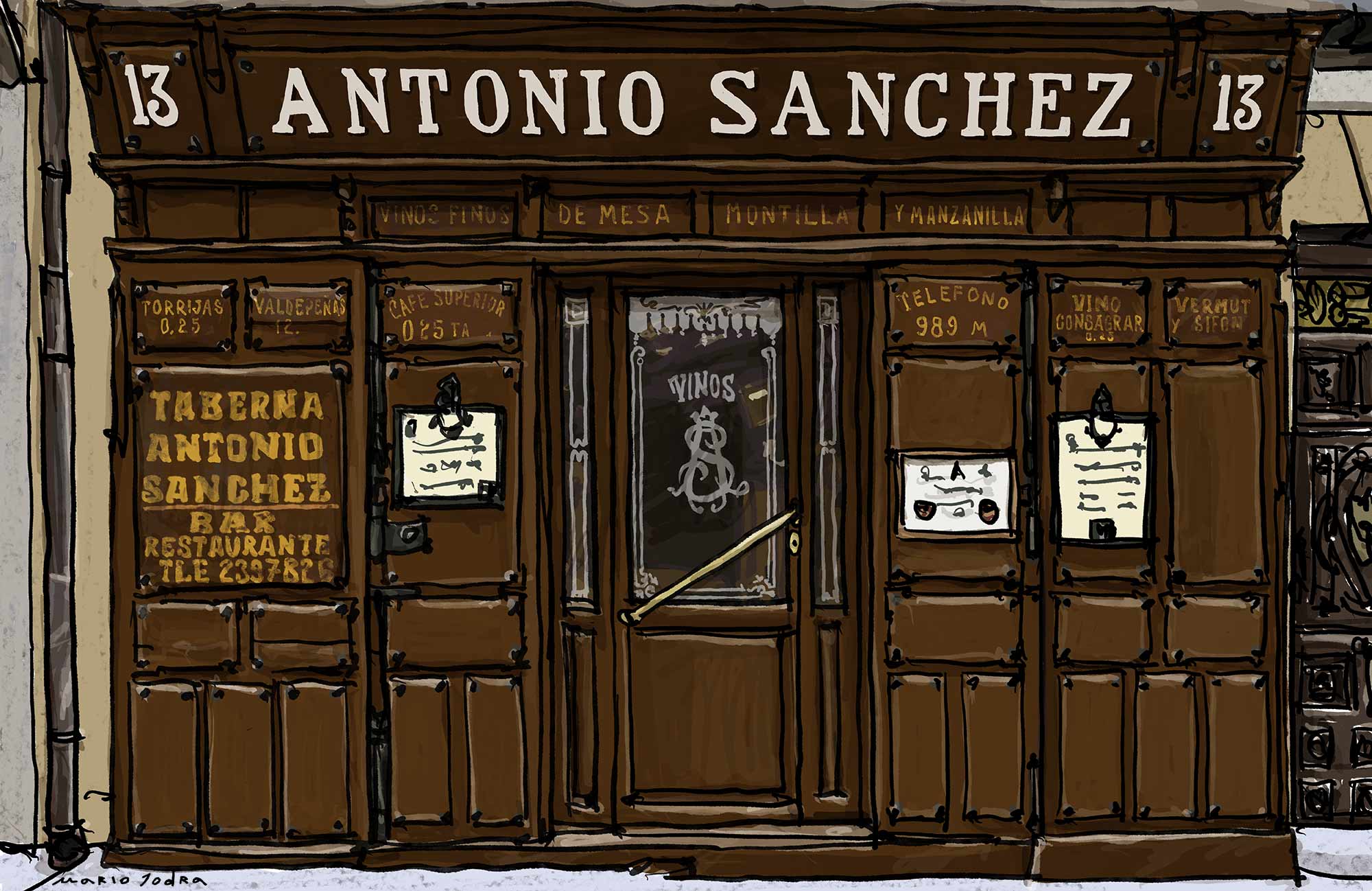 Mario Jodra illustration Art - Taberna de Antonio Sánchez- Madrid tavern. Since 1830