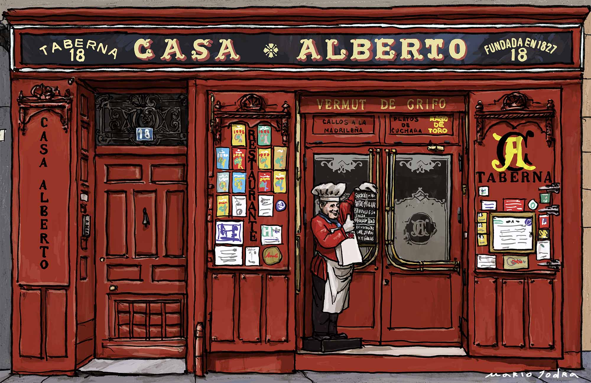 Mario Jodra illustration Art - Casa Alberto. Madrid taverns. Since 1827