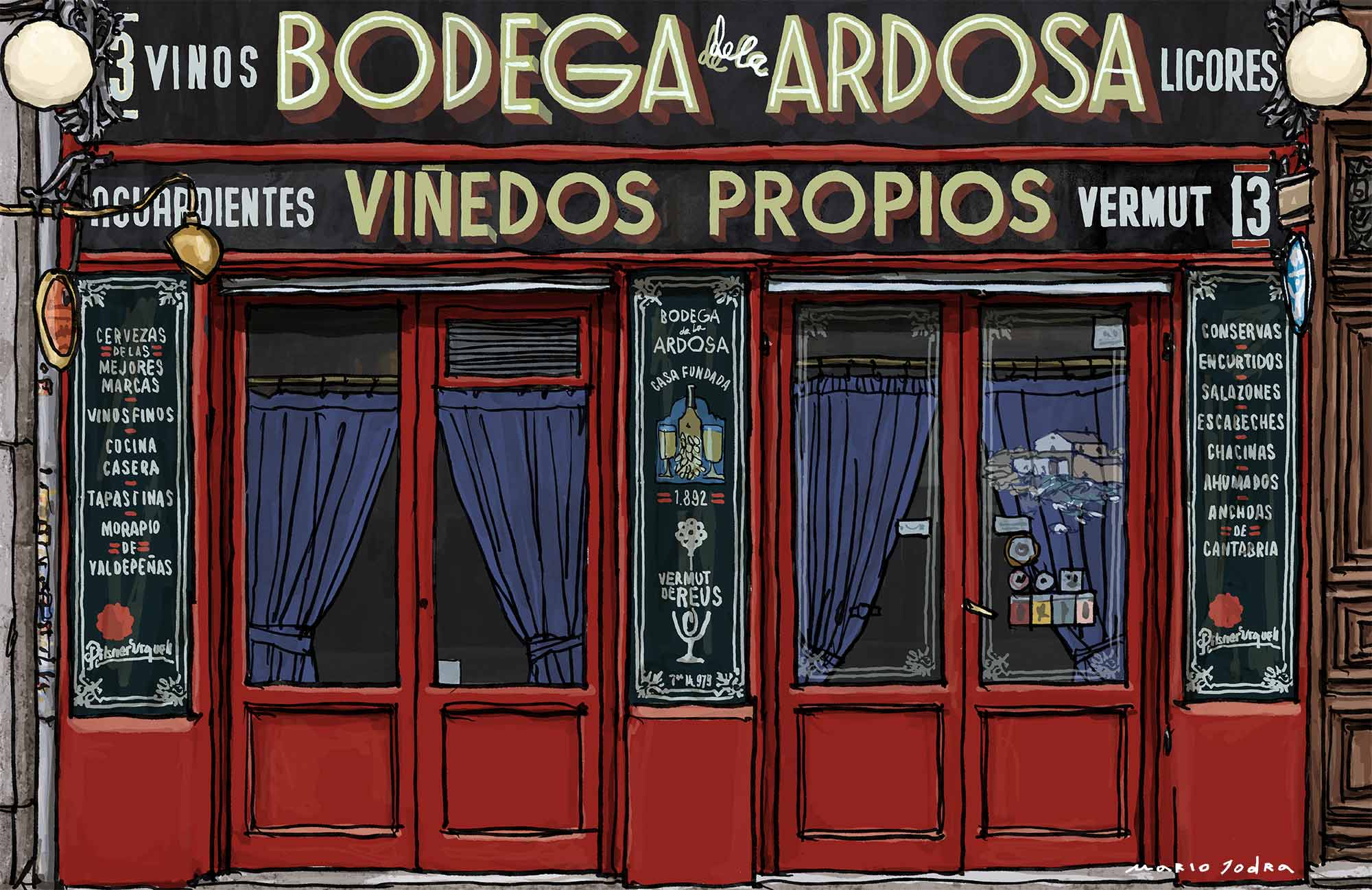 Mario Jodra illustration Art - Bodega de la Ardosa. Madrid tavern. Since 1892