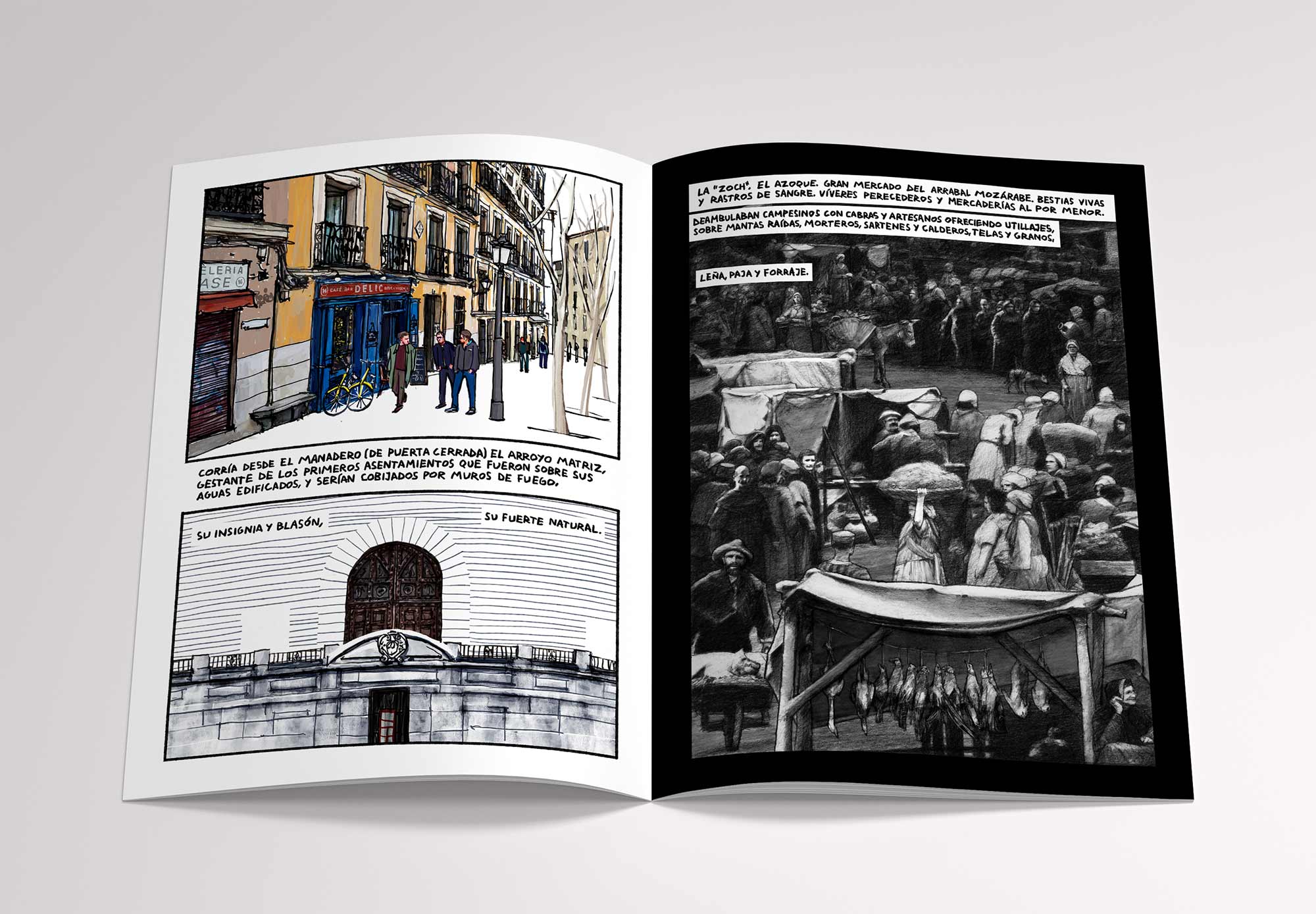 "Augusta Plaza de Paja". de Mario Jodra. cómic libro de artista. Páginas 06-07.